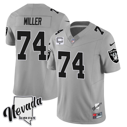 Men's Las Vegas Raiders 2023 Nevada Sliver State Patch Jersey - All Stitched LVRAI_KDZ - KINDOZY