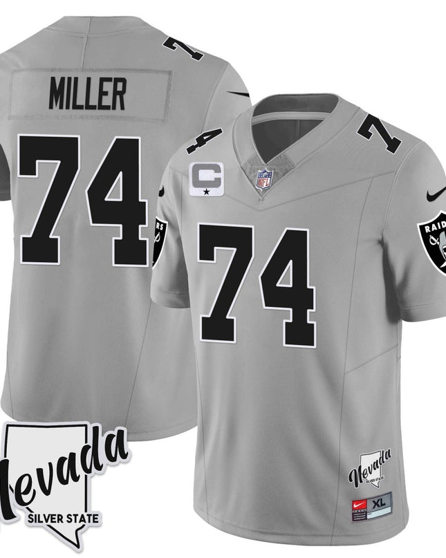 Men's Las Vegas Raiders 2023 Nevada Sliver State Patch Jersey - All Stitched LVRAI_KDZ - KINDOZY
