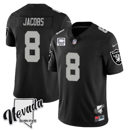 Men's Las Vegas Raiders 2023 Nevada Sliver State Patch Jersey - All Stitched LVRAI_KDZ - KINDOZY