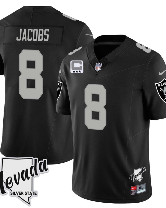 Men's Las Vegas Raiders 2023 Nevada Sliver State Patch Jersey - All Stitched LVRAI_KDZ - KINDOZY