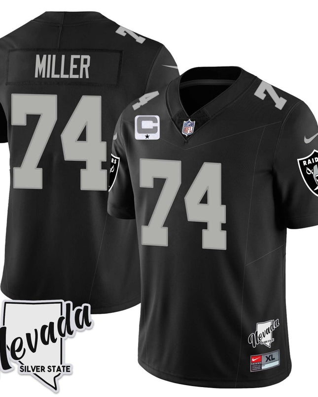 Men's Las Vegas Raiders 2023 Nevada Sliver State Patch Jersey - All Stitched LVRAI_KDZ - KINDOZY