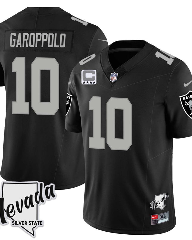 Men's Las Vegas Raiders 2023 Nevada Sliver State Patch Jersey - All Stitched LVRAI_KDZ - KINDOZY