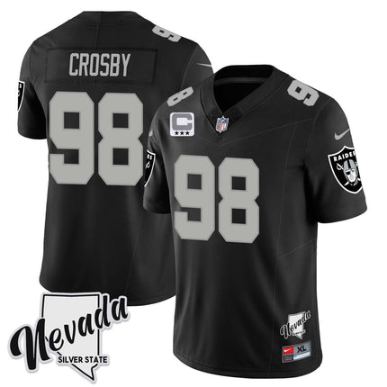 Men's Las Vegas Raiders 2023 Nevada Sliver State Patch Jersey - All Stitched LVRAI_KDZ - KINDOZY