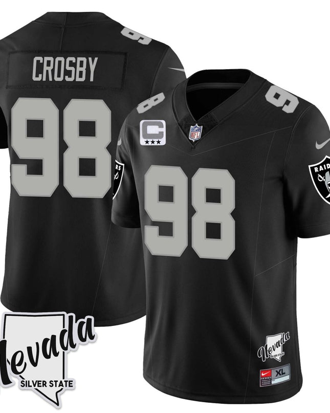 Men's Las Vegas Raiders 2023 Nevada Sliver State Patch Jersey - All Stitched LVRAI_KDZ - KINDOZY