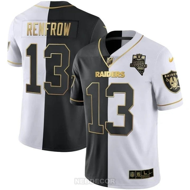 MEN'S LAS VEGAS RAIDERS INAUGURAL SEASON PATCH BLACK SILVER JERSEY - ALL STITCHED LVRAI_KDZ - KINDOZY