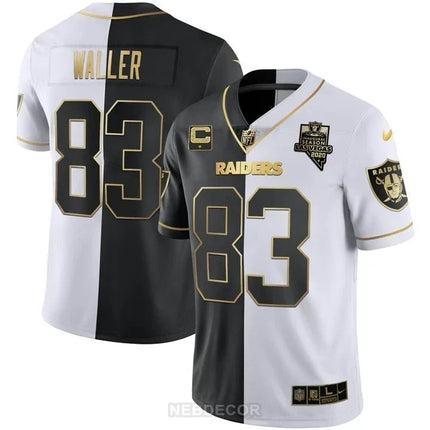 MEN'S LAS VEGAS RAIDERS INAUGURAL SEASON PATCH BLACK SILVER JERSEY - ALL STITCHED LVRAI_KDZ - KINDOZY