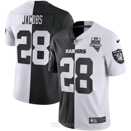 MEN'S LAS VEGAS RAIDERS INAUGURAL SEASON PATCH BLACK SILVER JERSEY - ALL STITCHED LVRAI_KDZ - KINDOZY
