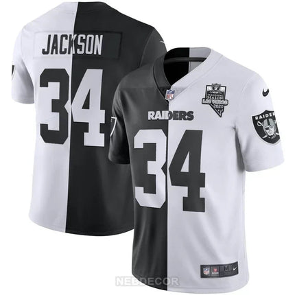 MEN'S LAS VEGAS RAIDERS INAUGURAL SEASON PATCH BLACK SILVER JERSEY - ALL STITCHED LVRAI_KDZ - KINDOZY