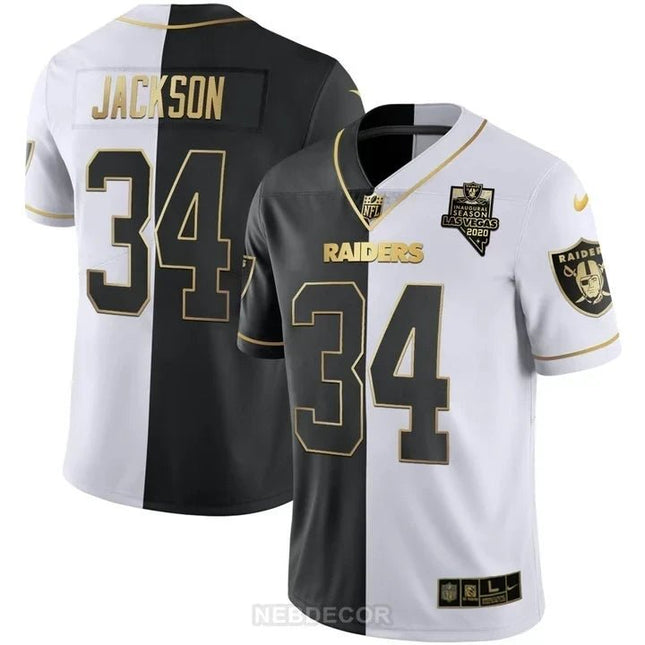 MEN'S LAS VEGAS RAIDERS INAUGURAL SEASON PATCH BLACK SILVER JERSEY - ALL STITCHED LVRAI_KDZ - KINDOZY
