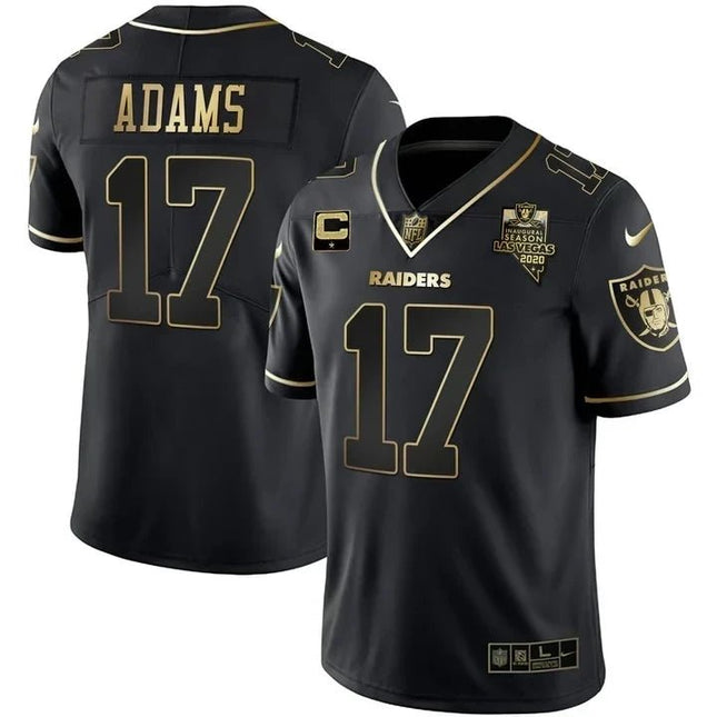 MEN'S LAS VEGAS RAIDERS INAUGURAL SEASON PATCH BLACK SILVER JERSEY - ALL STITCHED LVRAI_KDZ - KINDOZY