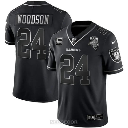 MEN'S LAS VEGAS RAIDERS INAUGURAL SEASON PATCH BLACK SILVER JERSEY - ALL STITCHED LVRAI_KDZ - KINDOZY