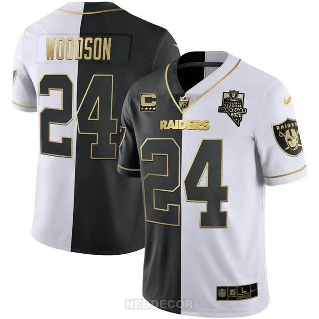 MEN'S LAS VEGAS RAIDERS INAUGURAL SEASON PATCH BLACK SILVER JERSEY - ALL STITCHED LVRAI_KDZ - KINDOZY
