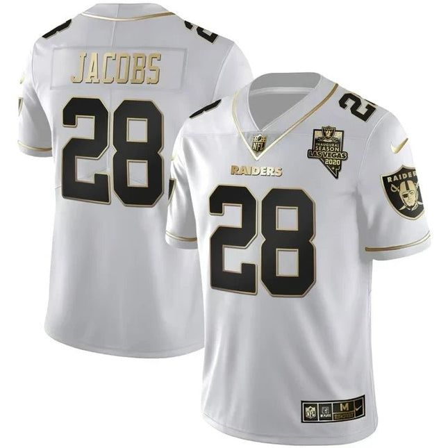 MEN'S LAS VEGAS RAIDERS INAUGURAL SEASON PATCH BLACK SILVER JERSEY - ALL STITCHED LVRAI_KDZ - KINDOZY