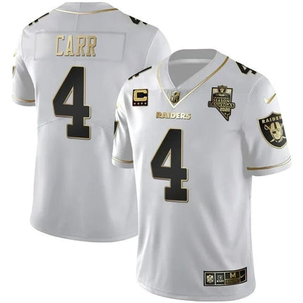 MEN'S LAS VEGAS RAIDERS INAUGURAL SEASON PATCH SPLIT GOLD JERSEY - ALL STITCHED LVRAI_KDZ - KINDOZY