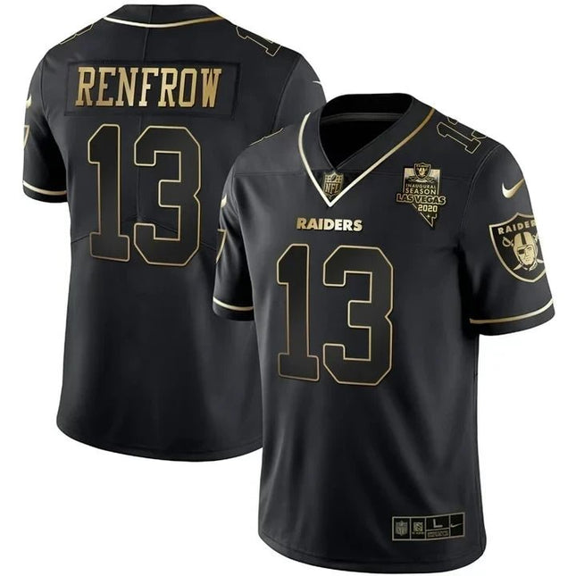 MEN'S LAS VEGAS RAIDERS INAUGURAL SEASON PATCH SPLIT GOLD JERSEY - ALL STITCHED LVRAI_KDZ - KINDOZY