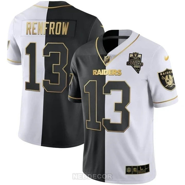 MEN'S LAS VEGAS RAIDERS INAUGURAL SEASON PATCH SPLIT GOLD JERSEY - ALL STITCHED LVRAI_KDZ - KINDOZY