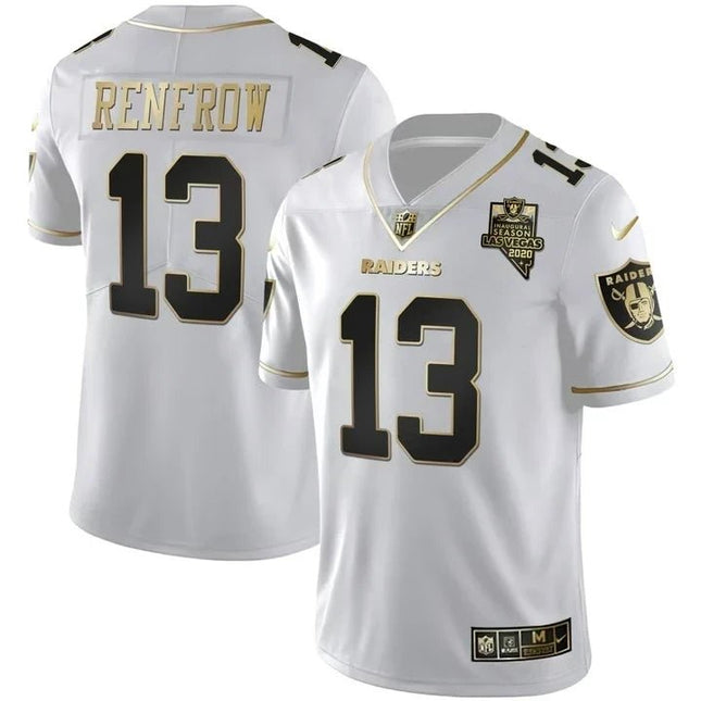 MEN'S LAS VEGAS RAIDERS INAUGURAL SEASON PATCH SPLIT GOLD JERSEY - ALL STITCHED LVRAI_KDZ - KINDOZY