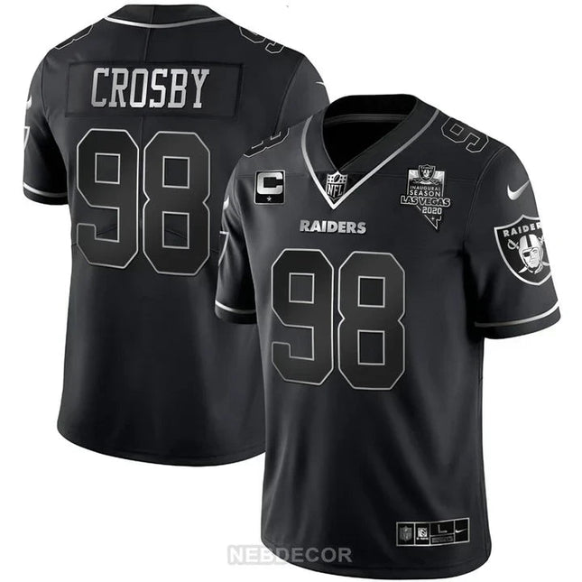 MEN'S LAS VEGAS RAIDERS INAUGURAL SEASON PATCH SPLIT GOLD JERSEY - ALL STITCHED LVRAI_KDZ - KINDOZY