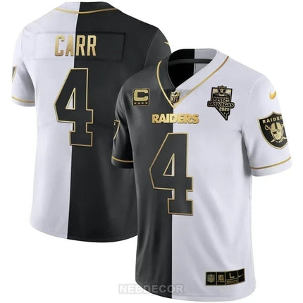 MEN'S LAS VEGAS RAIDERS INAUGURAL SEASON PATCH SPLIT GOLD JERSEY - ALL STITCHED LVRAI_KDZ - KINDOZY