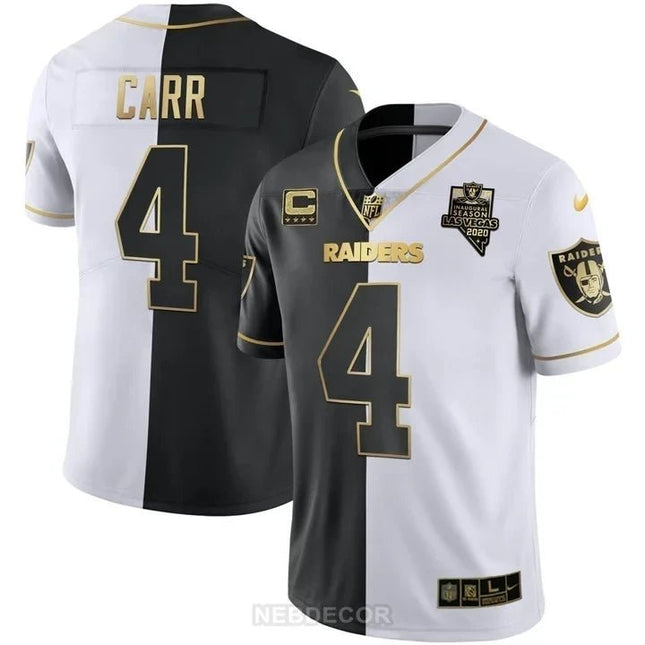 MEN'S LAS VEGAS RAIDERS INAUGURAL SEASON PATCH SPLIT GOLD JERSEY - ALL STITCHED LVRAI_KDZ - KINDOZY