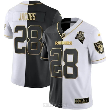 MEN'S LAS VEGAS RAIDERS INAUGURAL SEASON PATCH SPLIT GOLD JERSEY - ALL STITCHED LVRAI_KDZ - KINDOZY
