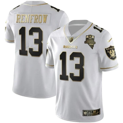MEN'S LAS VEGAS RAIDERS INAUGURAL SEASON PATCH WHITE GOLD JERSEY - ALL STITCHED LVRAI_KDZ - KINDOZY