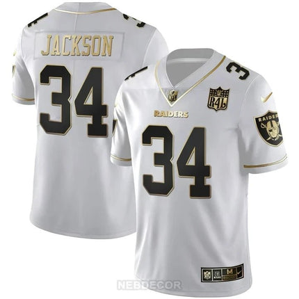 MEN'S LAS VEGAS RAIDERS RAIDER4LIFE PATCH WHITE GOLD AND BLACK GOLD JERSEY - ALL STITCHED LVRAI_KDZ - KINDOZY