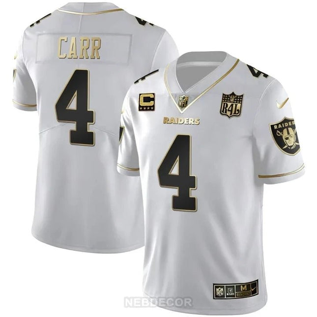 MEN'S LAS VEGAS RAIDERS RAIDER4LIFE PATCH WHITE GOLD AND BLACK GOLD JERSEY - ALL STITCHED LVRAI_KDZ - KINDOZY