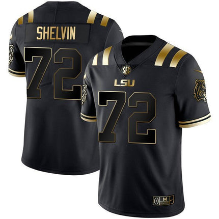 Men’s LSU Tigers Black Gold Jersey – All Stitched - KINDOZY