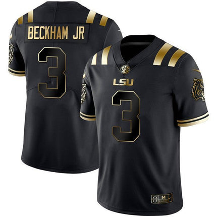 Men’s LSU Tigers Black Gold Jersey – All Stitched - KINDOZY