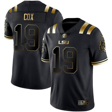 Men’s LSU Tigers Black Gold Jersey – All Stitched - KINDOZY