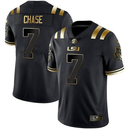 Men’s LSU Tigers Black Gold Jersey – All Stitched - KINDOZY