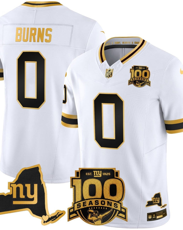 Men's New York Giants 100th Season & State Patch Gold Vapor Limited Jersey - All Stitched NYG_KDZ - KINDOZY
