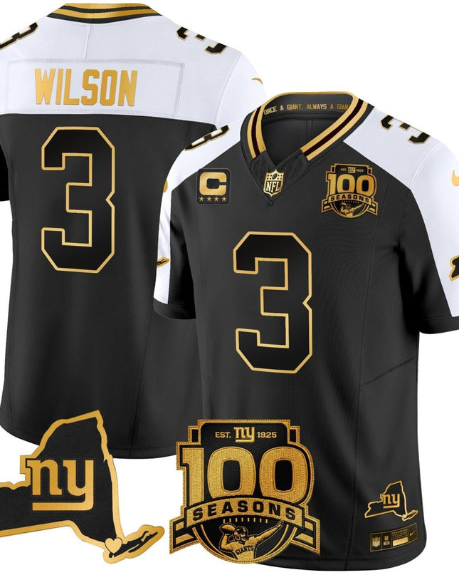 Men's New York Giants 100th Season & State Patch Gold Vapor Limited Jersey - All Stitched NYG_KDZ - KINDOZY