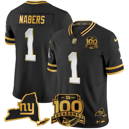 Men's New York Giants 100th Season & State Patch Gold Vapor Limited Jersey - All Stitched NYG_KDZ - KINDOZY