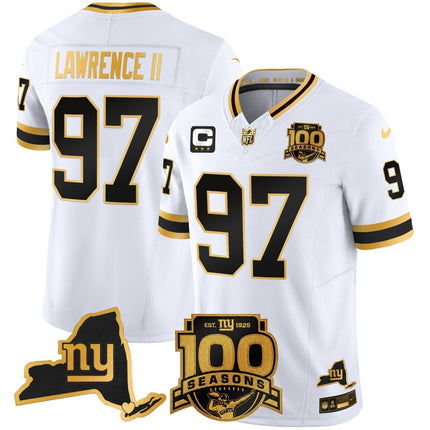 Men's New York Giants 100th Season & State Patch Gold Vapor Limited Jersey - All Stitched NYG_KDZ - KINDOZY
