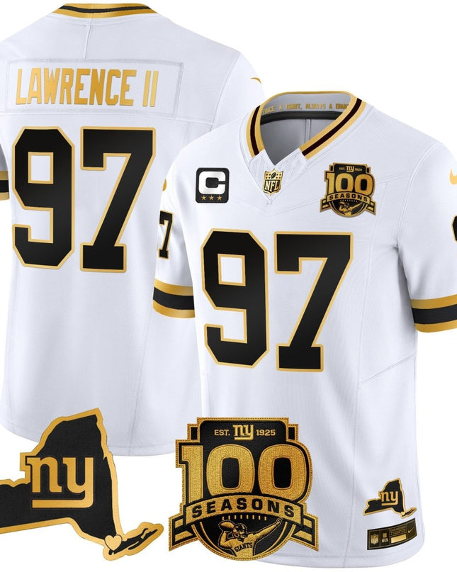 Men's New York Giants 100th Season & State Patch Gold Vapor Limited Jersey - All Stitched NYG_KDZ - KINDOZY