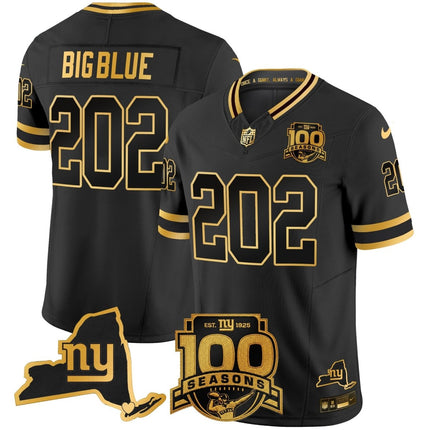 Men's New York Giants 100th Season & State Patch Gold Vapor Limited Jersey - All Stitched NYG_KDZ - KINDOZY