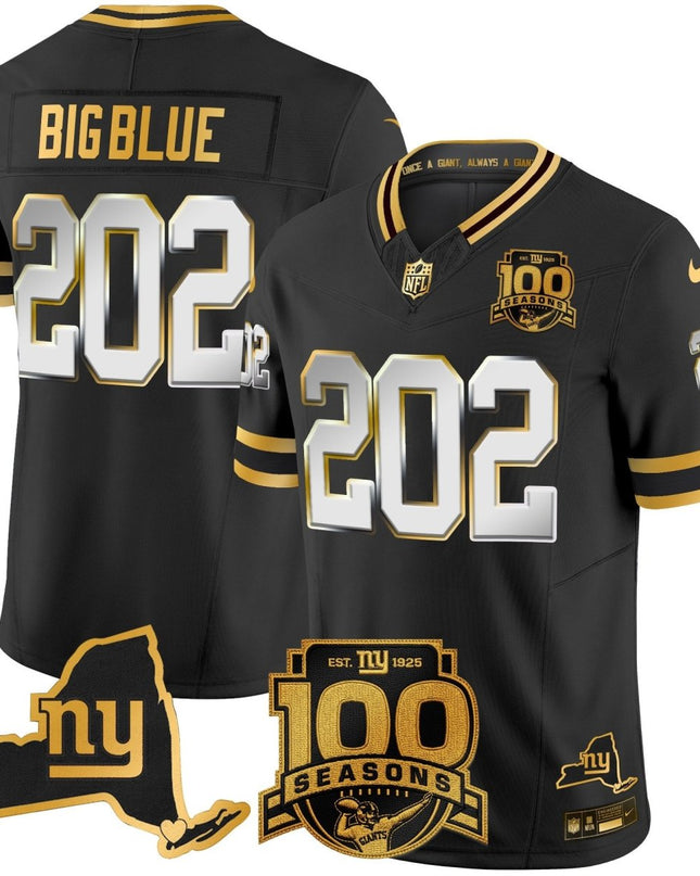 Men's New York Giants 100th Season & State Patch Gold Vapor Limited Jersey - All Stitched NYG_KDZ - KINDOZY