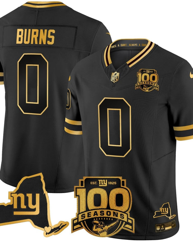 Men's New York Giants 100th Season & State Patch Gold Vapor Limited Jersey - All Stitched NYG_KDZ - KINDOZY