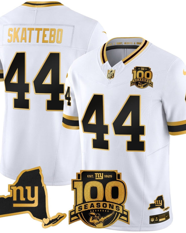 Men's New York Giants 100th Season & State Patch Gold Vapor Limited Jersey - All Stitched NYG_KDZ - KINDOZY