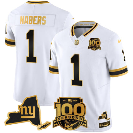 Men's New York Giants 100th Season & State Patch Gold Vapor Limited Jersey - All Stitched NYG_KDZ - KINDOZY