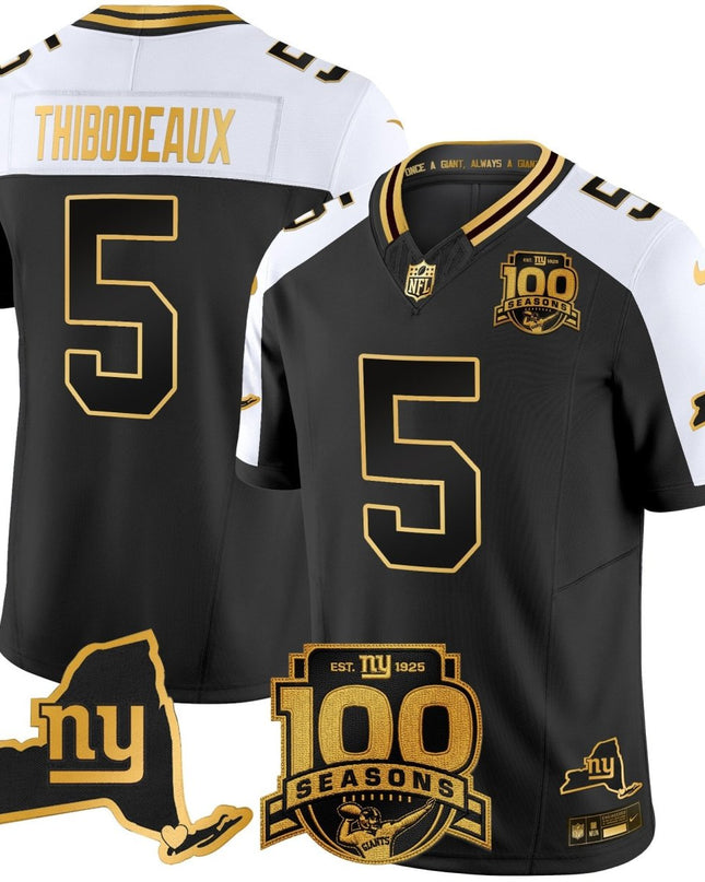 Men's New York Giants 100th Season & State Patch Gold Vapor Limited Jersey - All Stitched NYG_KDZ - KINDOZY