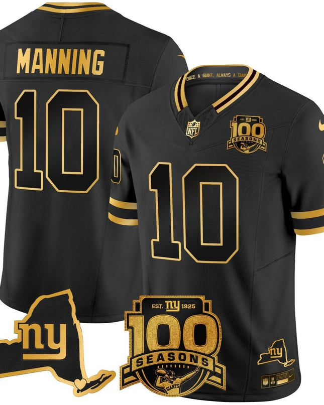 Men's New York Giants 100th Season & State Patch Gold Vapor Limited Jersey - All Stitched NYG_KDZ - KINDOZY