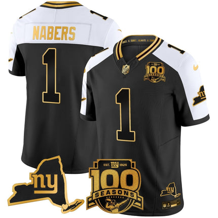 Men's New York Giants 100th Season & State Patch Gold Vapor Limited Jersey - All Stitched NYG_KDZ - KINDOZY