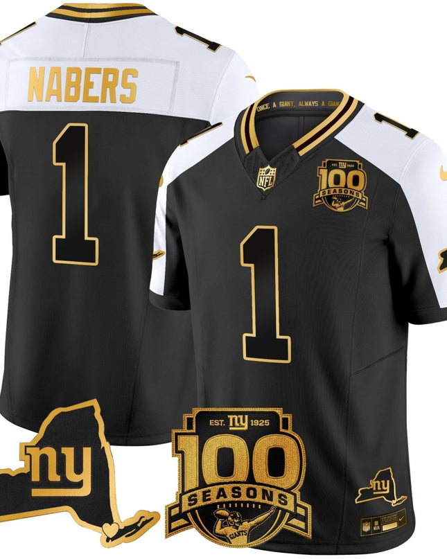 Men's New York Giants 100th Season & State Patch Gold Vapor Limited Jersey - All Stitched NYG_KDZ - KINDOZY