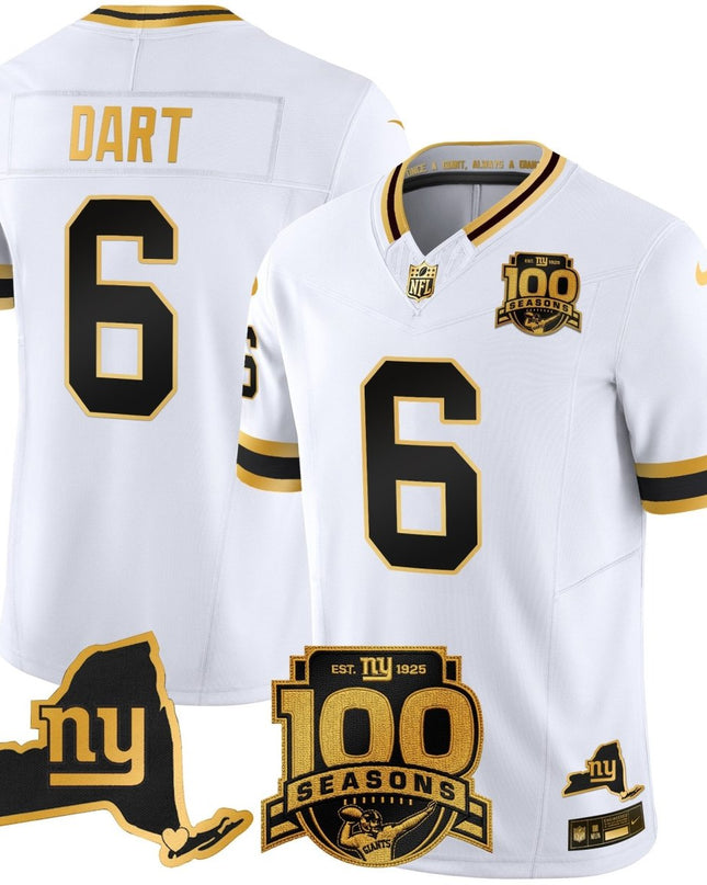 Men's New York Giants 100th Season & State Patch Gold Vapor Limited Jersey - All Stitched NYG_KDZ - KINDOZY