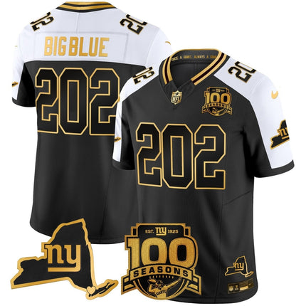 Men's New York Giants 100th Season & State Patch Gold Vapor Limited Jersey - All Stitched NYG_KDZ - KINDOZY