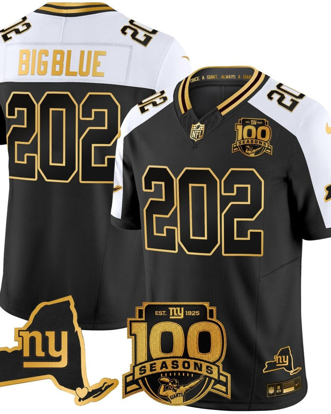 Men's New York Giants 100th Season & State Patch Gold Vapor Limited Jersey - All Stitched NYG_KDZ - KINDOZY