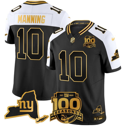 Men's New York Giants 100th Season & State Patch Gold Vapor Limited Jersey - All Stitched NYG_KDZ - KINDOZY
